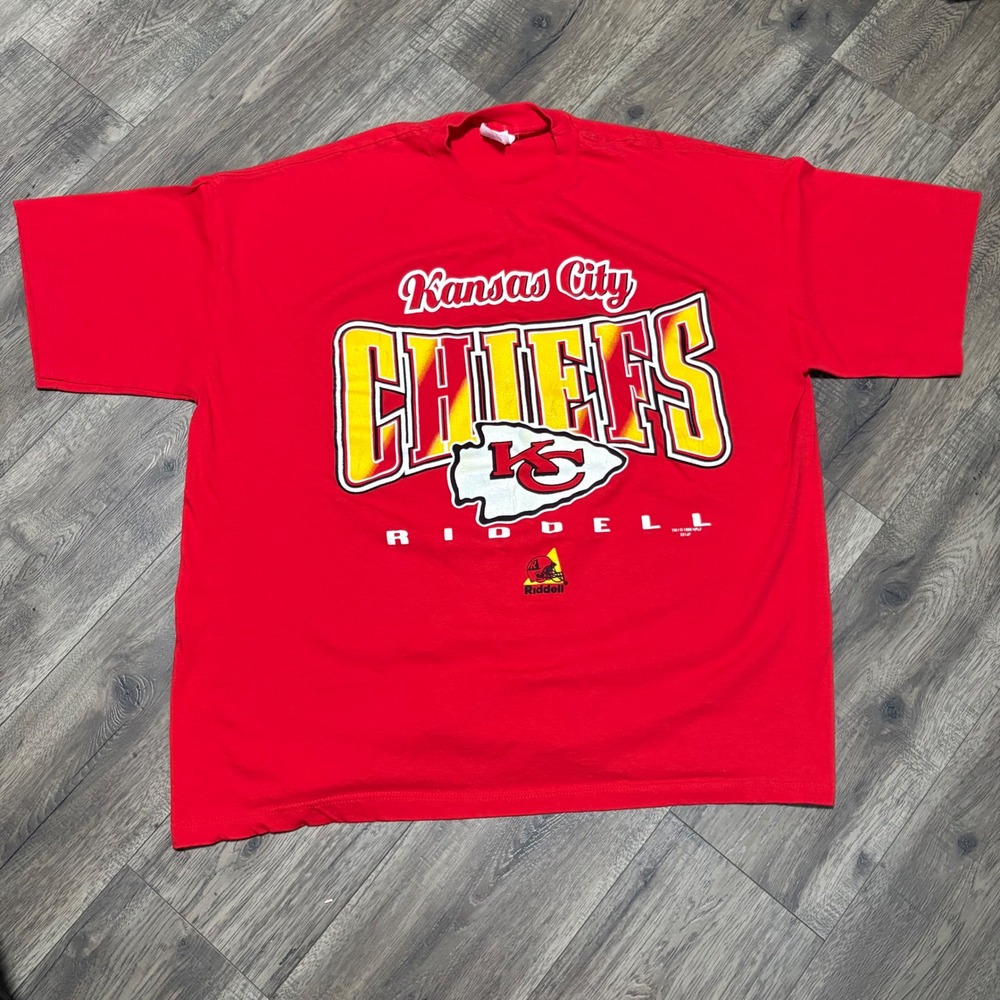 Vintage Riddell Kansas City Chiefs T Shirt‎ Mens XXL Red Good 1998 NFL